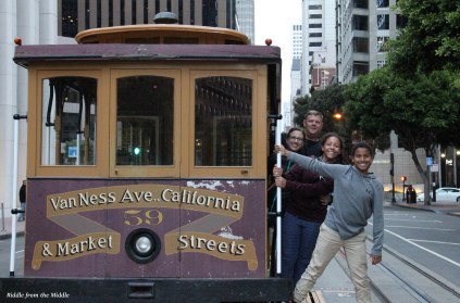 family on cable car